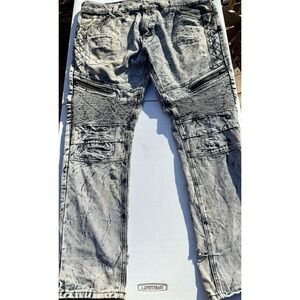 Blue Cult Acid Wash Distressed Denim Moto Style Jeans Men's  Size 40